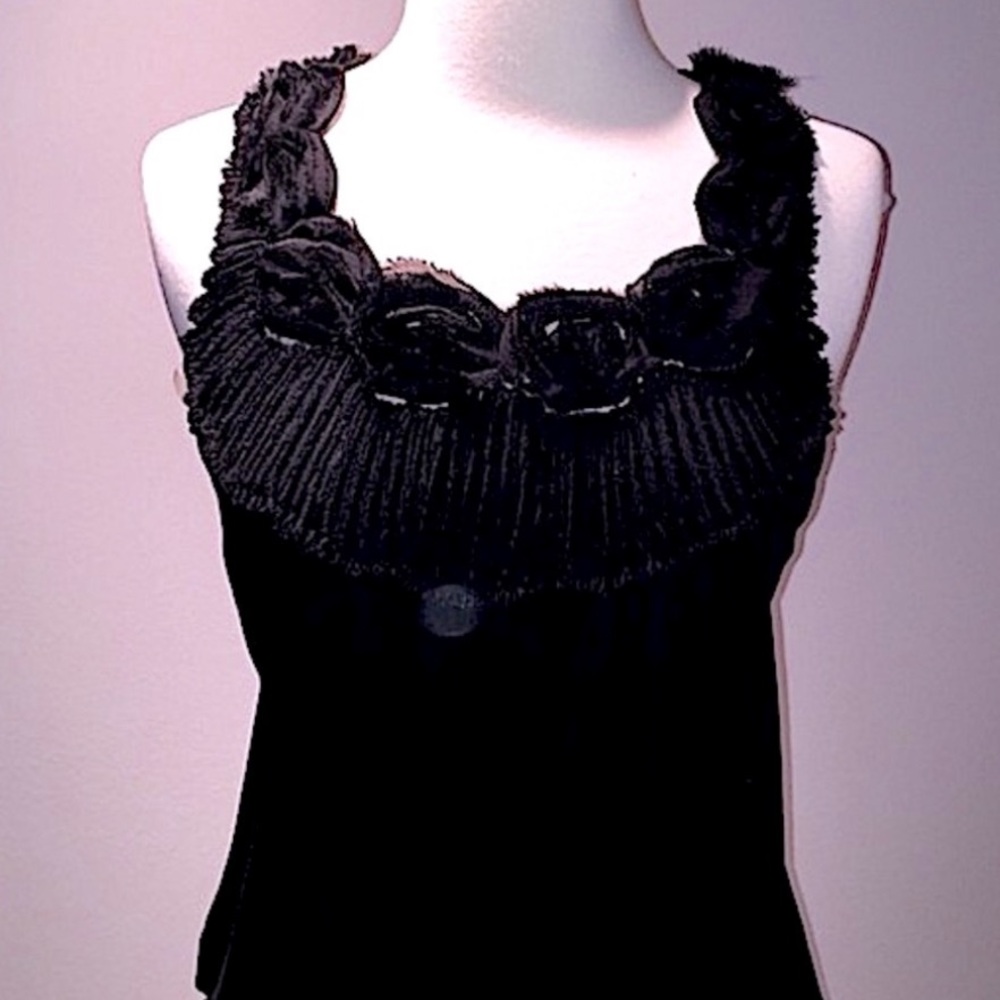 West Kei Black Flower Embellished Neck Top